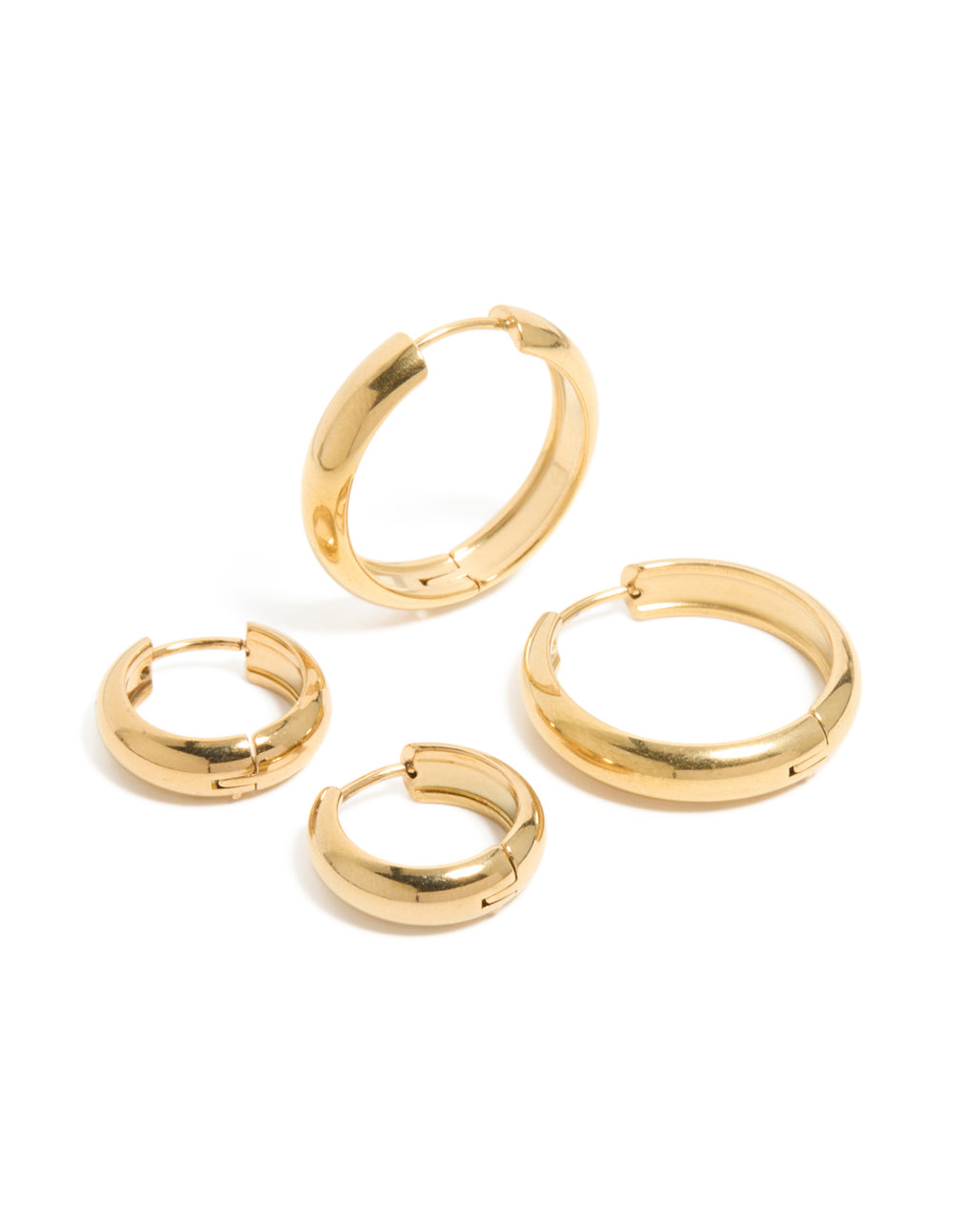 Waterproof Gold Plated Stainless Steel Thick Small & Large Hoop Earrings 2-Pack