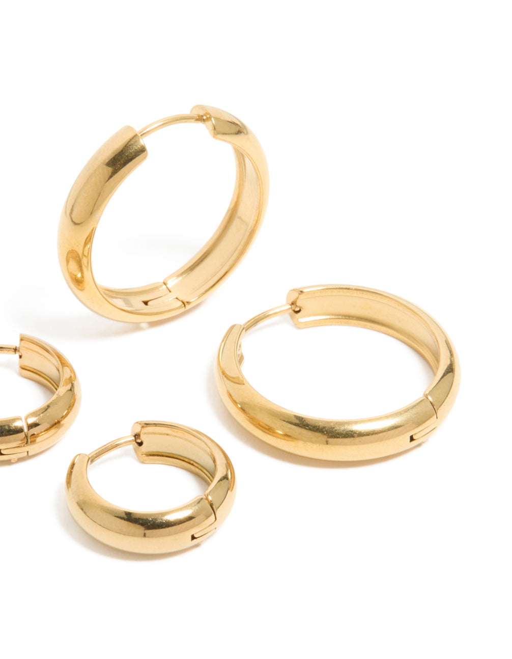 Waterproof Gold Plated Stainless Steel Thick Small & Large Hoop Earrings 2-Pack