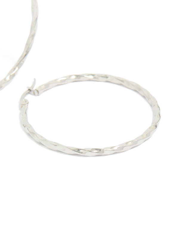 Surgical Steel Textured Hoop Earrings 40 MM