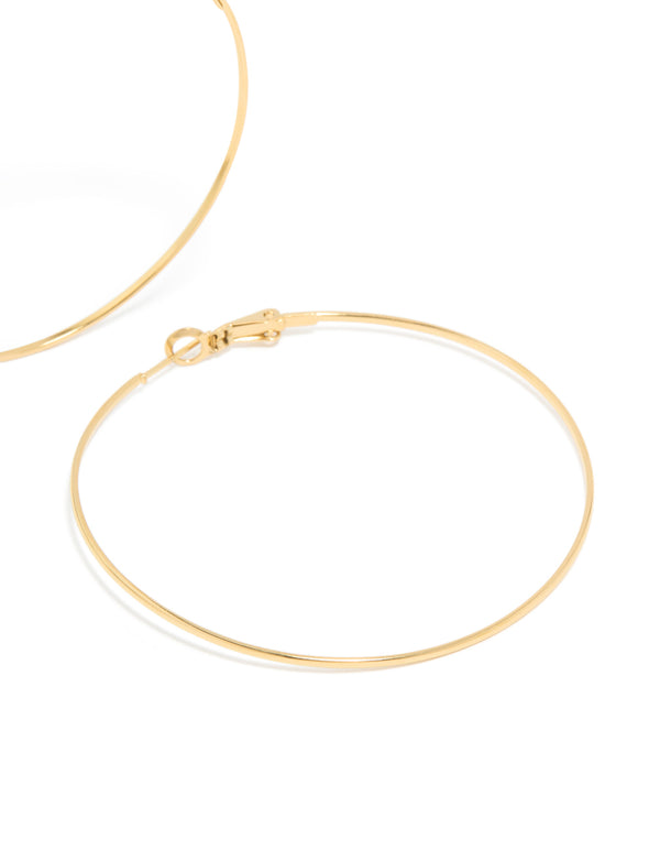 Gold Plated Surgical Steel Fine Hoop Earrings 60 MM