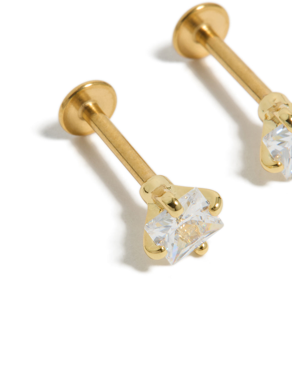 Gold Plated Surgical Steel Cubic Zirconia Flat Back Studs