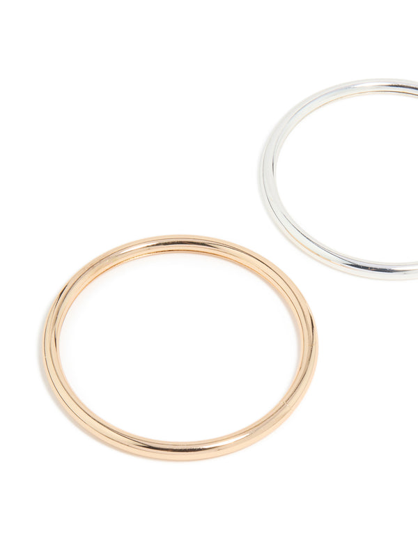 Mixed Metal Smooth Bangles 2-Pack
