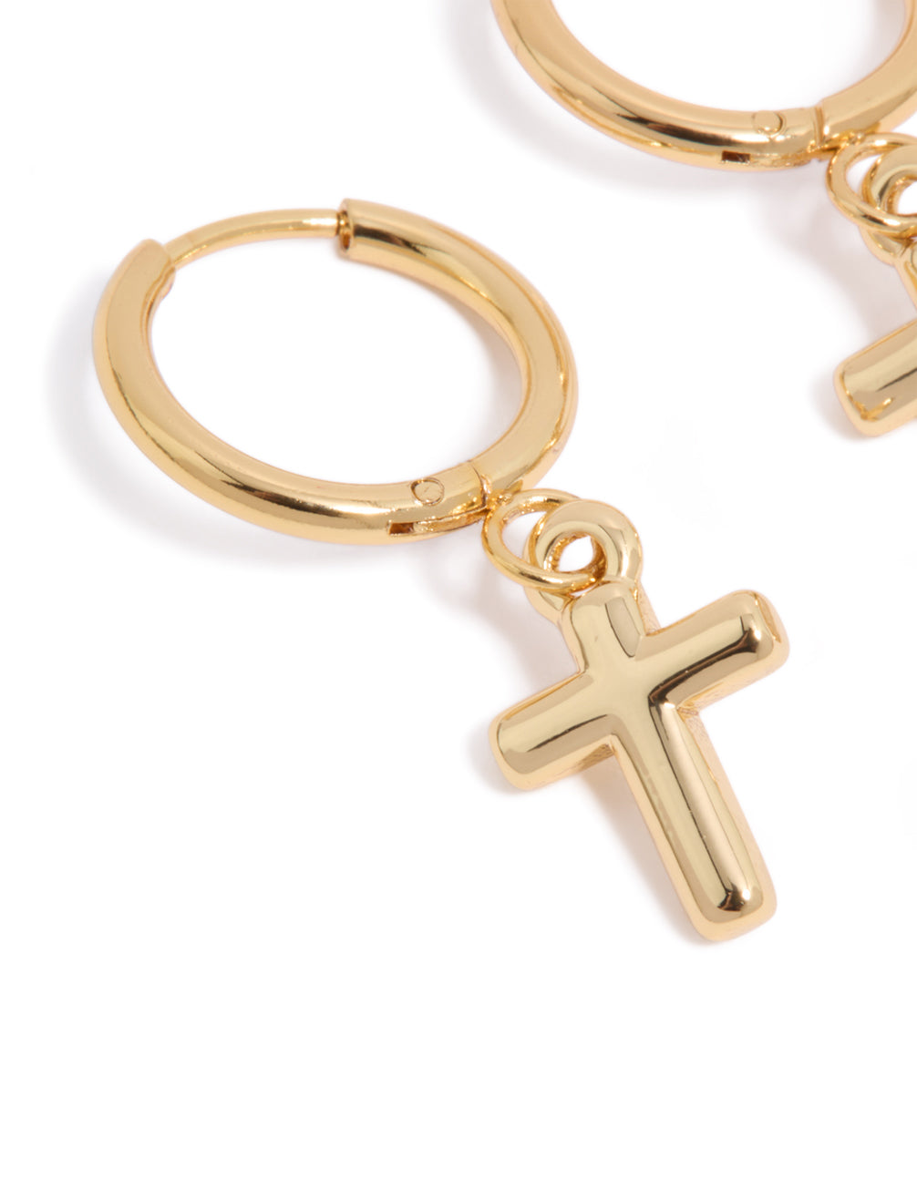 Waterproof Gold Plated Stainless Steel Cross Huggie Earrings