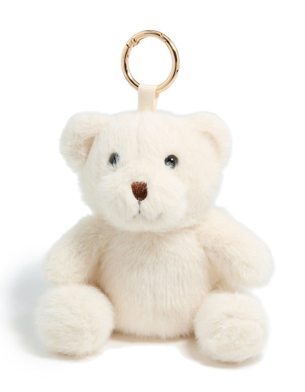 White Polyester Plush Teddy Key Chain