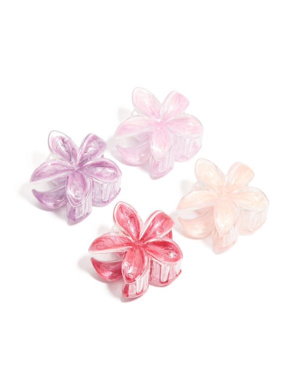 Pink & Purple Clear Edge Frangipani Claw Clips 4-Pack