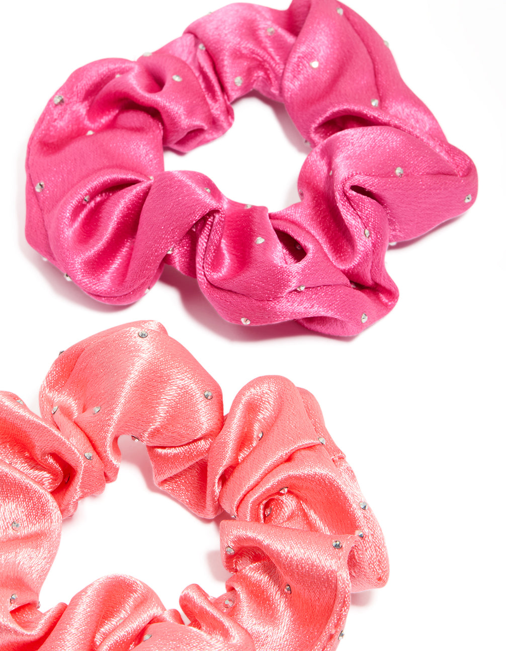Pink & Blue Diamante Fabric Scrunchie 4-Pack