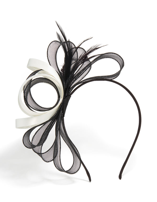 Black & Cream Feather Fascinator