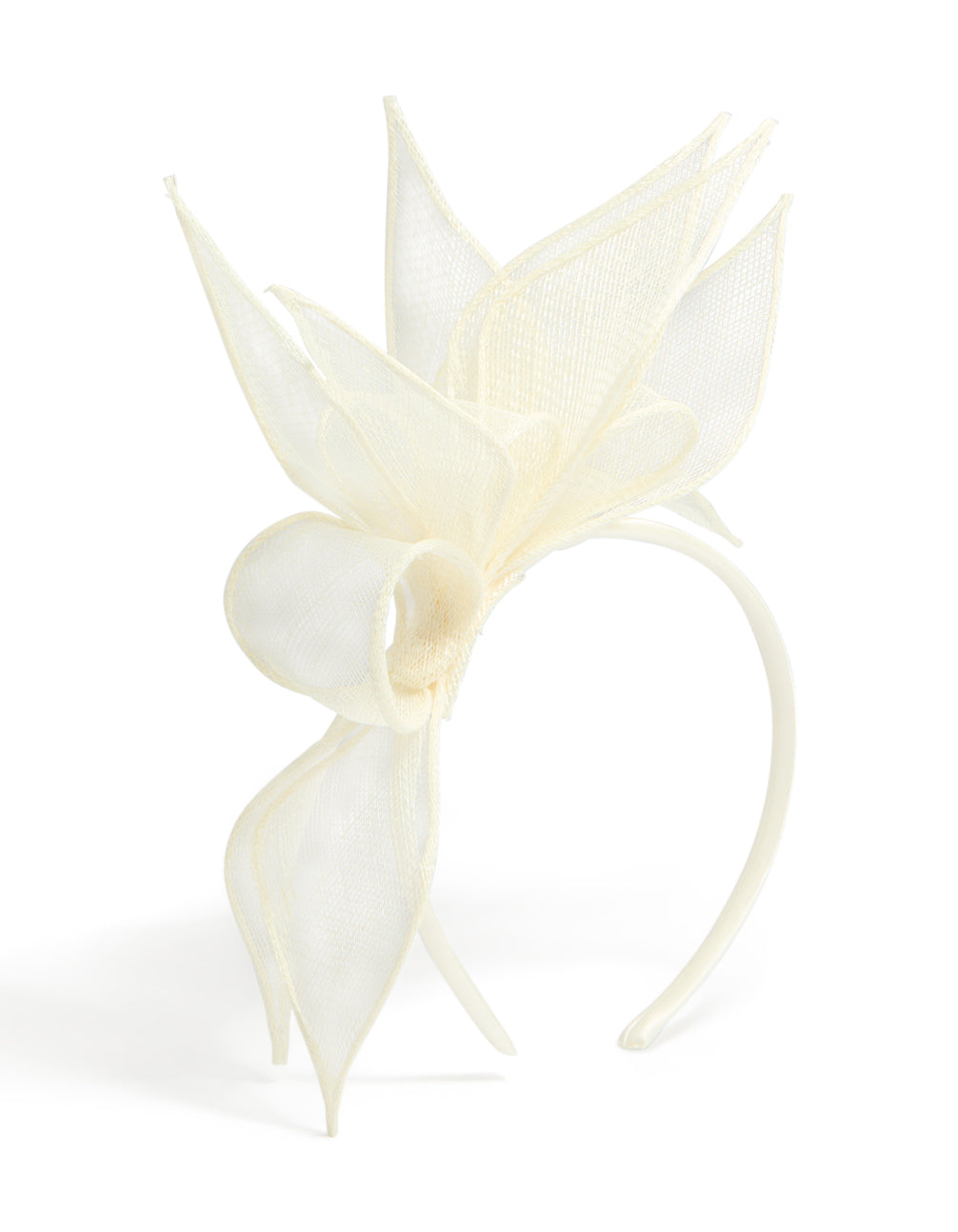 Cream Sinamay Fabric Flower & Leaf Fascinator