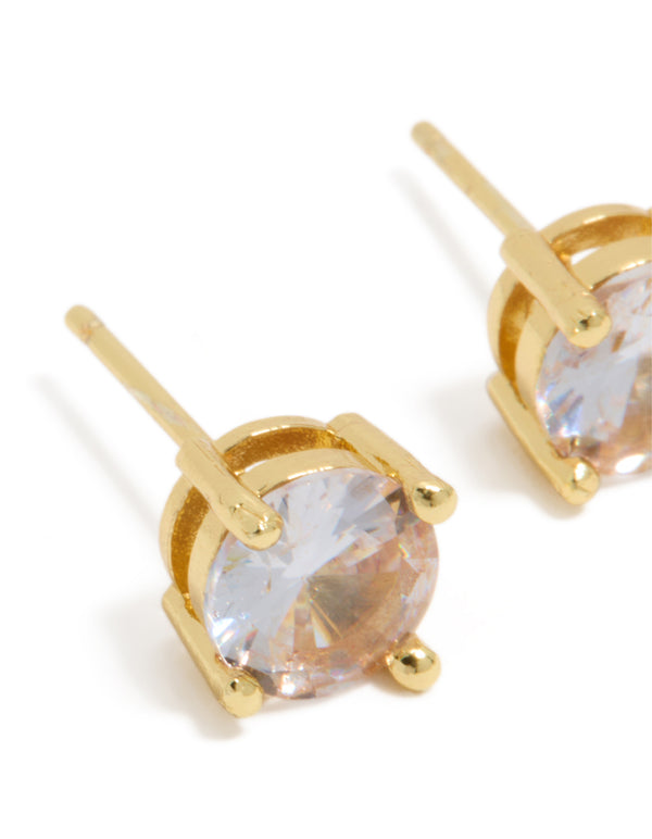 Mens Waterproof Stainless Steel Large Round Cubic Zirconia Stud Earrings