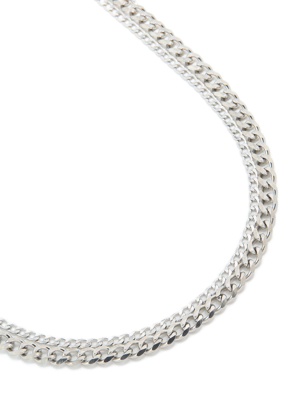 Explore this mens stainless steel mixed chain in waterproof material silver 2-pack close up view