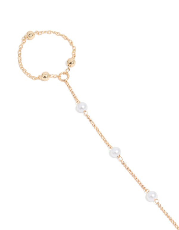 Gold Pearl & Ball Hand Chain