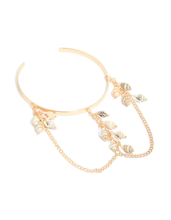 Gold Chain & Shells Arm Cuff