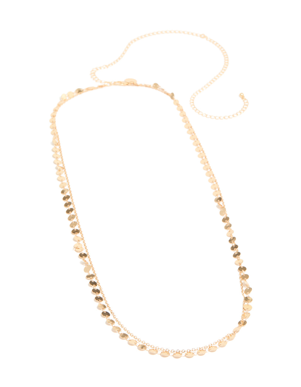 Discover this gold embellished statement waist chain in a striking side view