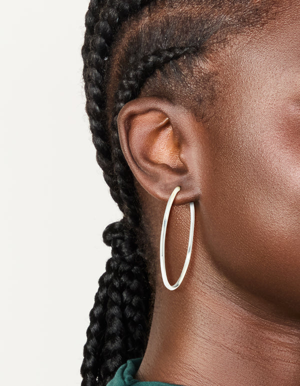 Silver Plated Large Thin Hoop Earrings