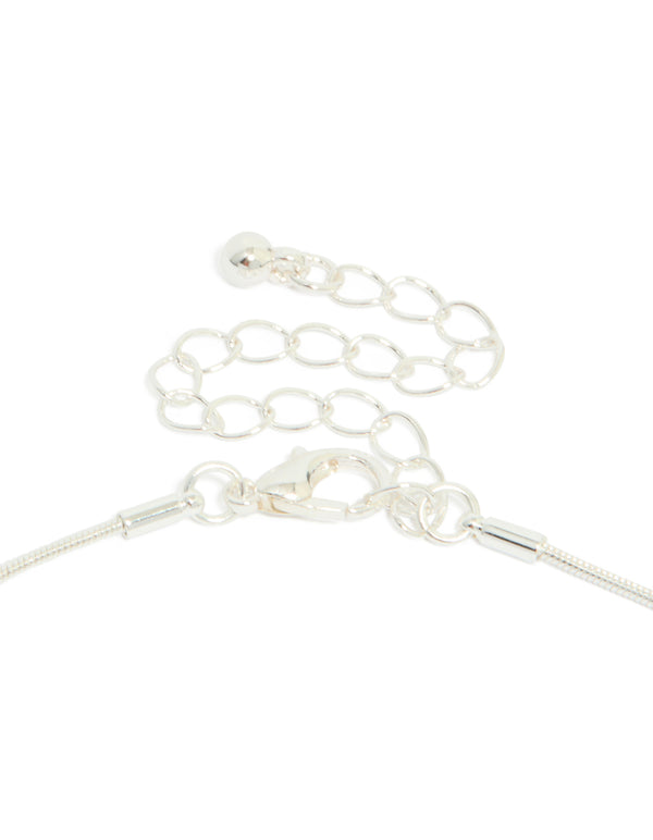 Silver Plated Puffy Square Pendant Necklace