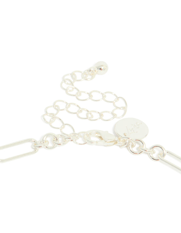 Silver Plated Long Figaro Chain Necklace