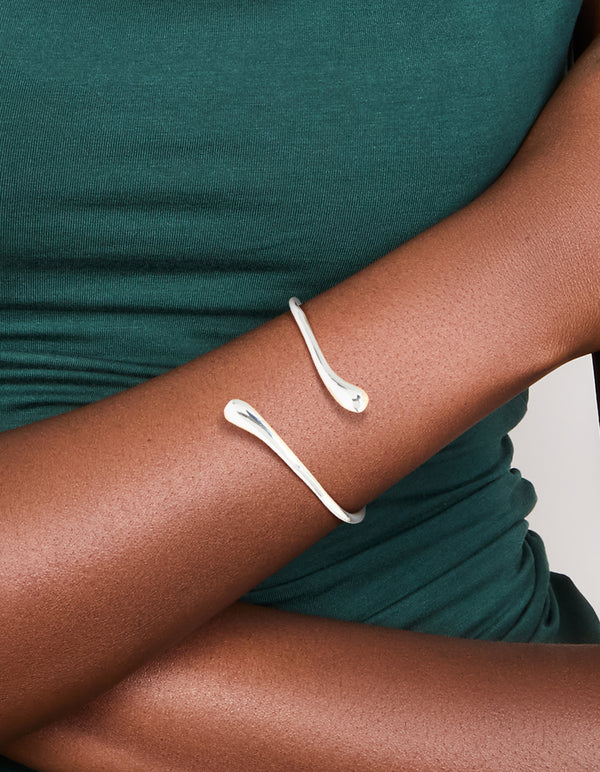 Silver Plated Teardrop Wrap Around Bangle