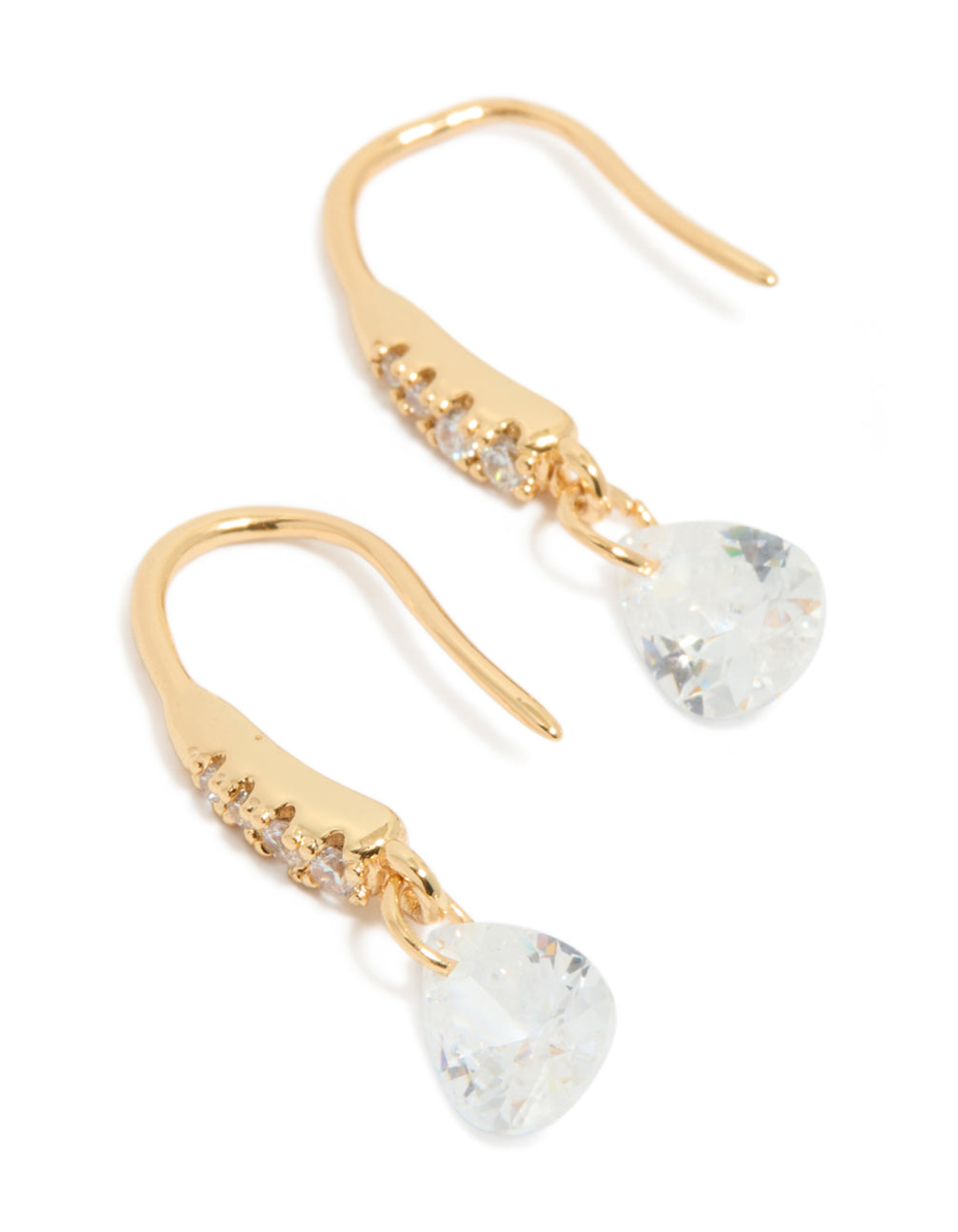 Gold Plated Floating Cubic Zirconia Hook Earrings