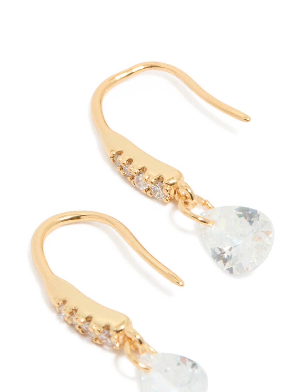 Gold Plated Floating Cubic Zirconia Hook Earrings