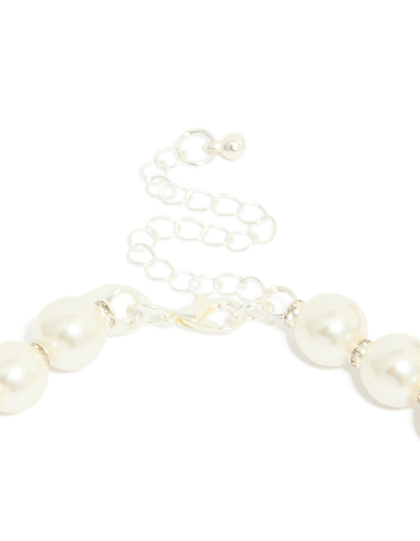 Silver Plated Diamante & Pearl Necklace