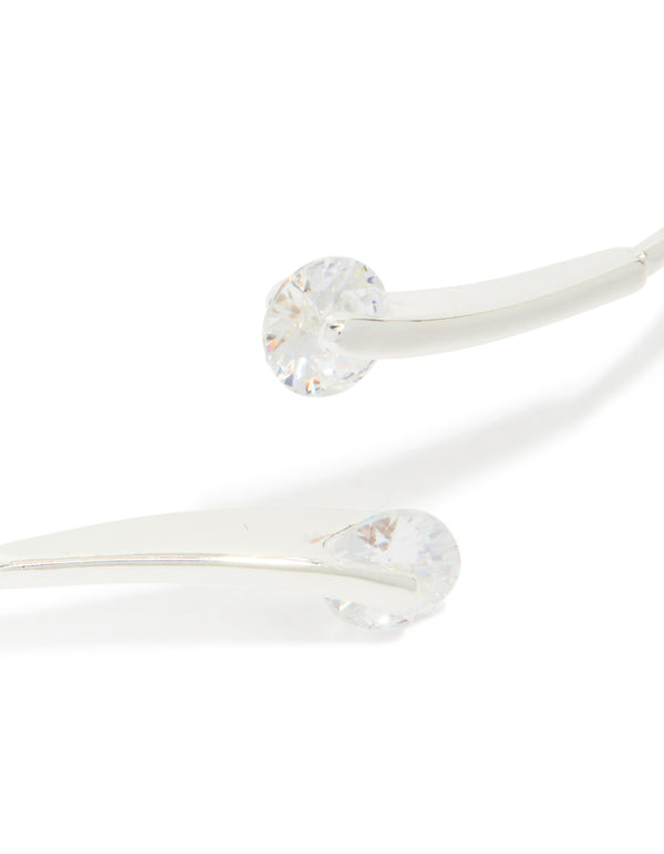 Silver Plated Cubic Zirconia Floating Wrap Around Bangle
