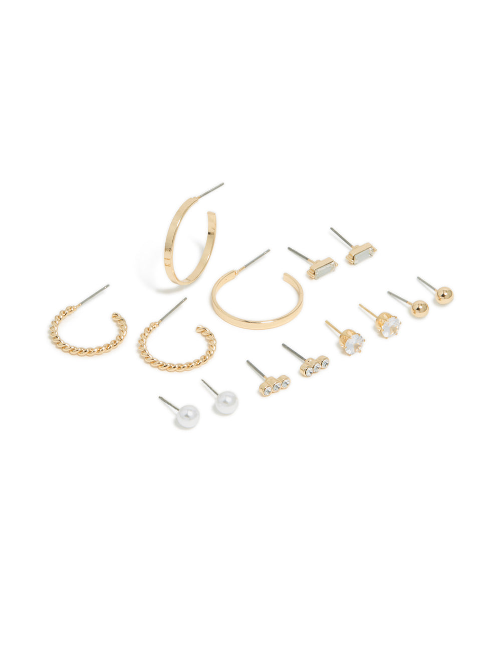 Gold Mixed Circle Stud & Hoop Earrings 7-Pack