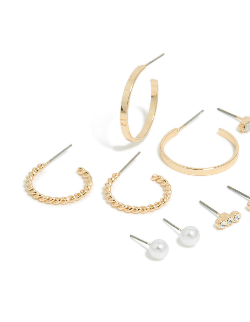 Gold Mixed Circle Stud & Hoop Earrings 7-Pack