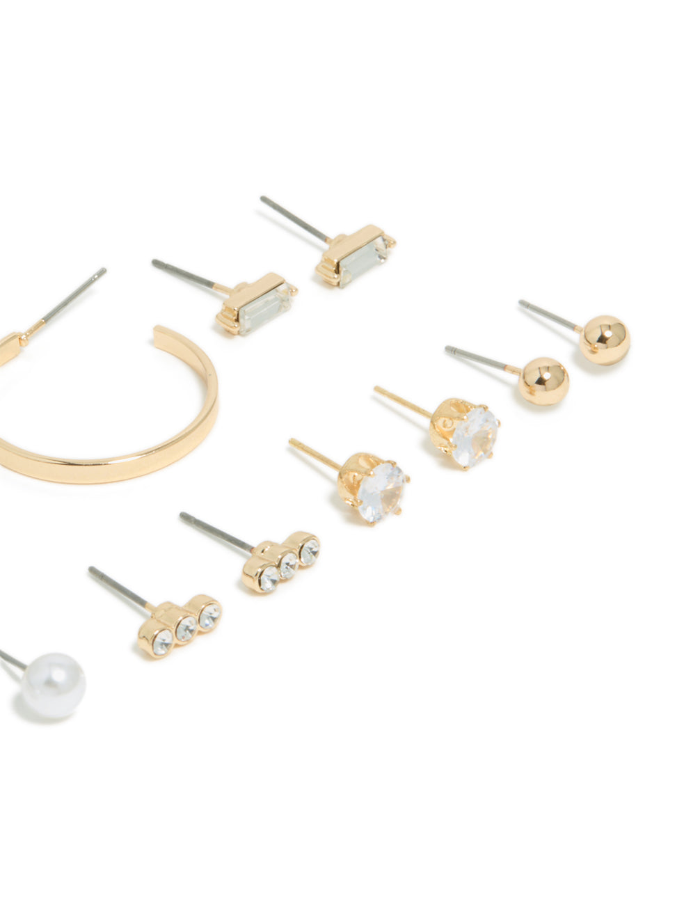 Gold Mixed Circle Stud & Hoop Earrings 7-Pack