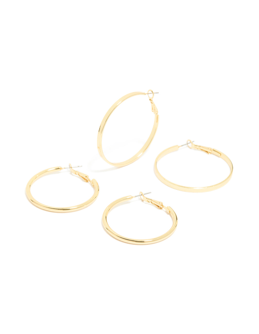 Gold Plated Thick Flat Hoop Earrings 2-Pack