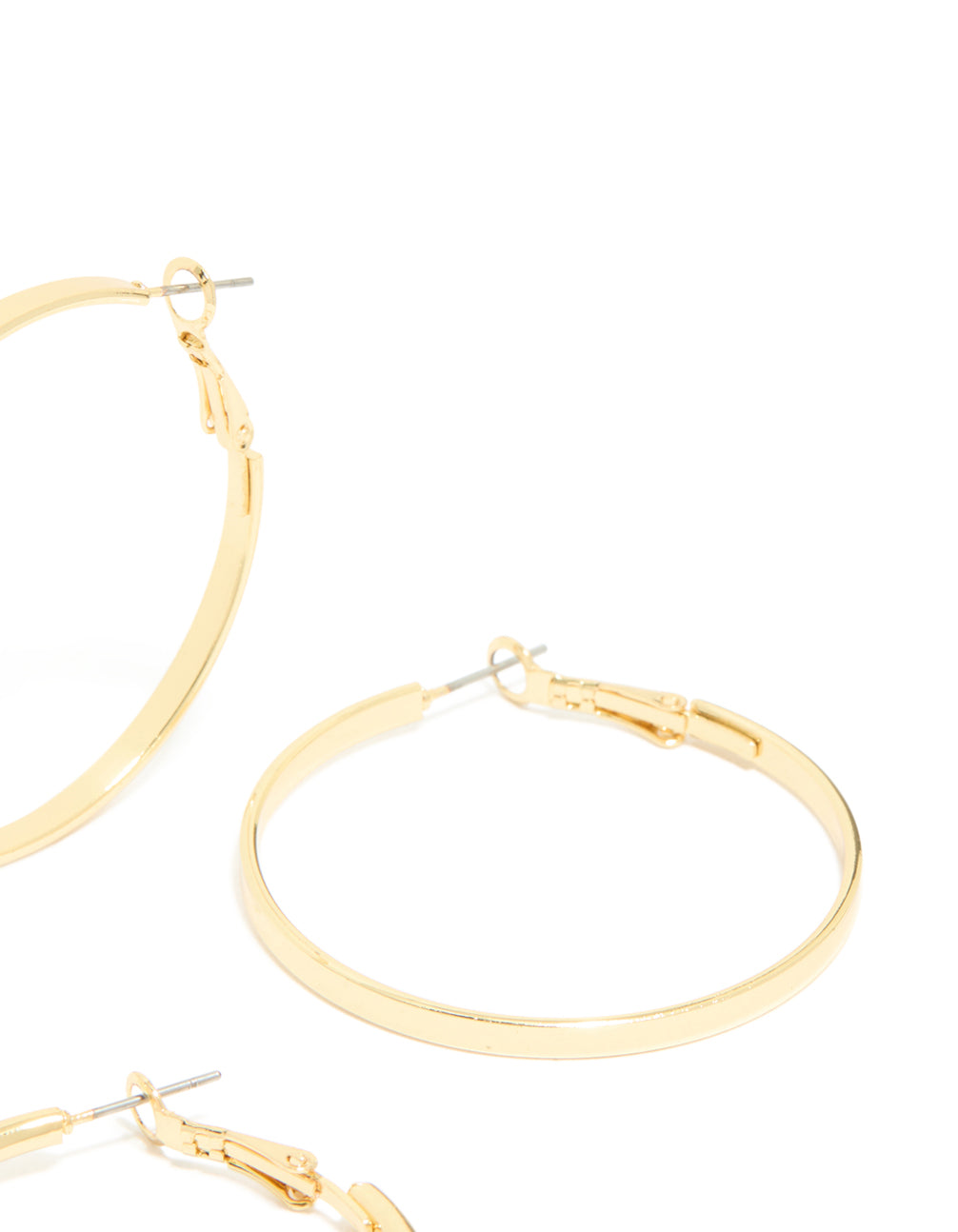 Gold Plated Thick Flat Hoop Earrings 2-Pack