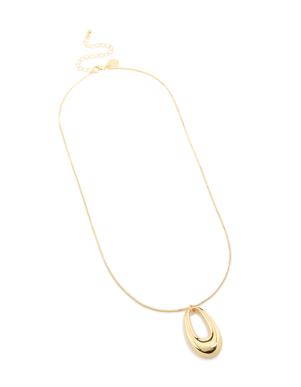 Featuring a gold plated modern organic pendant statement necklace front view