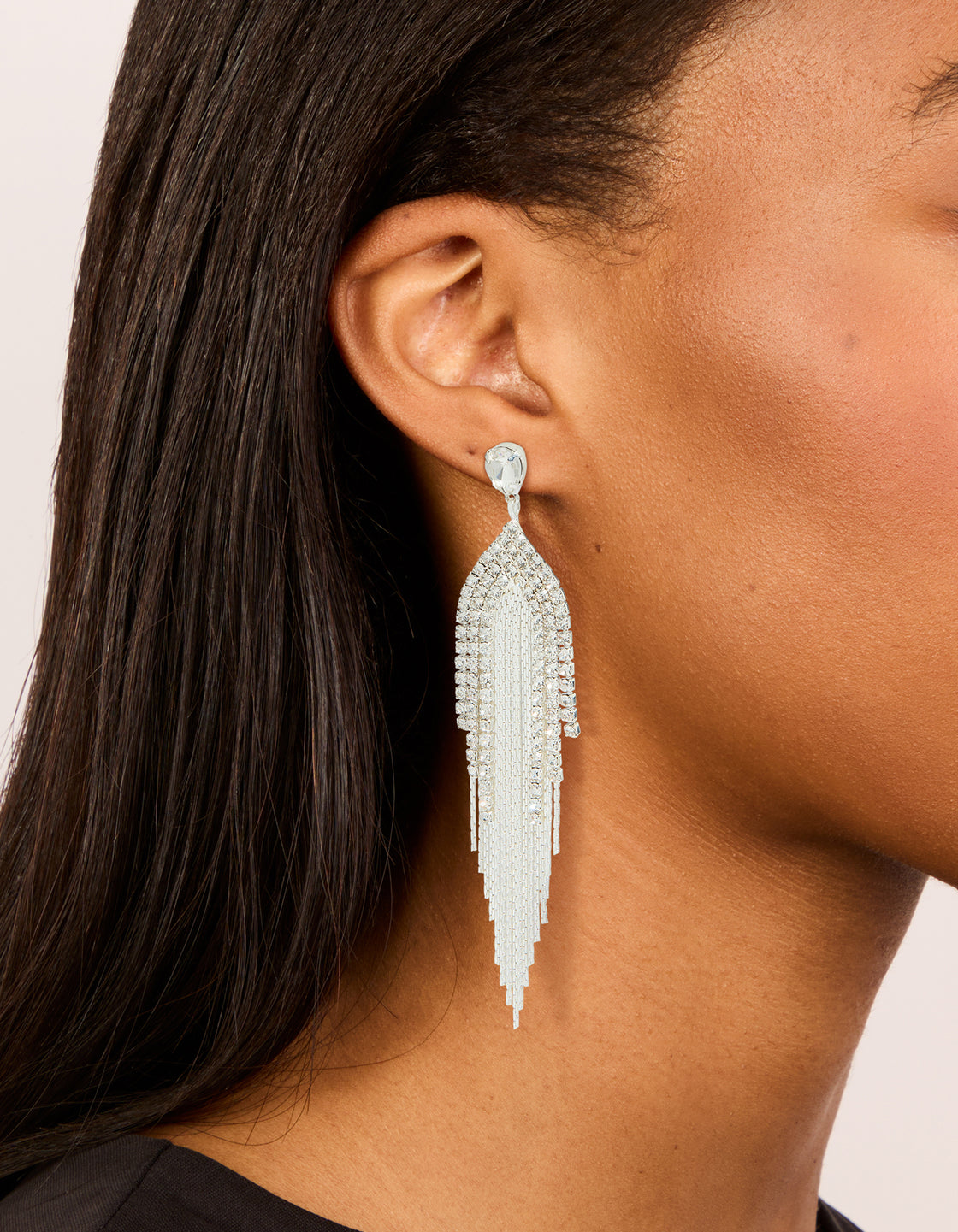 Silver Diamante Dazzle Chain Drop Earrings