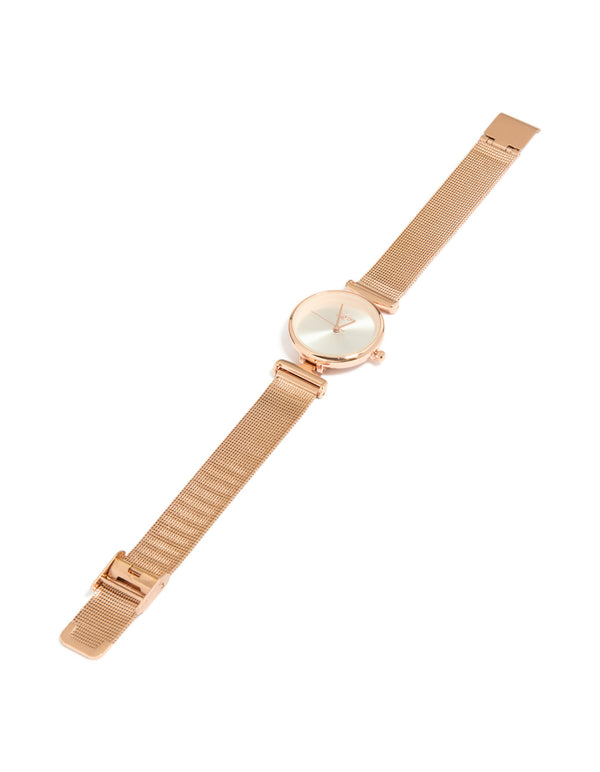 Rose Gold Round Mesh Watch