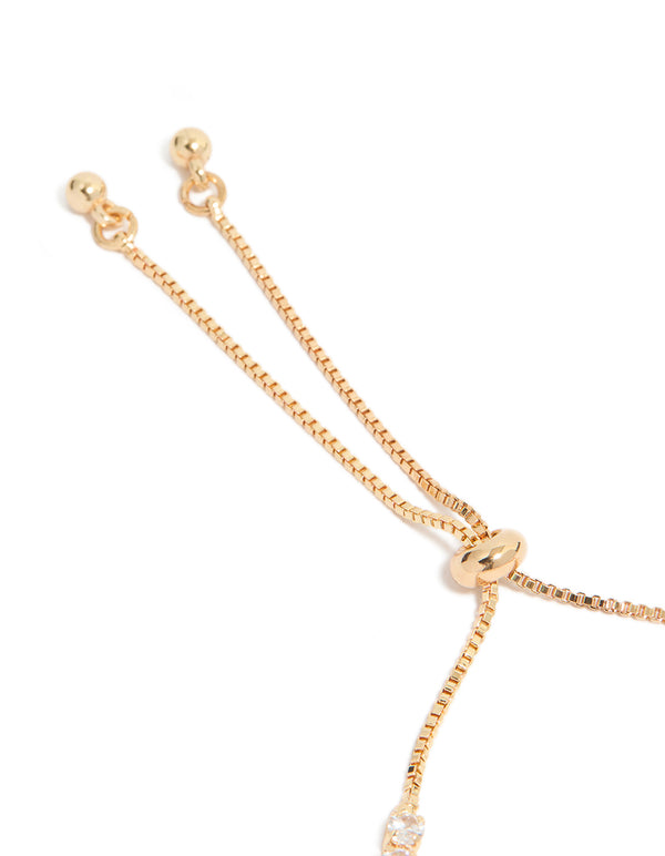 Gold Cubic Zirconia Marquise Vine Toggle Bracelet