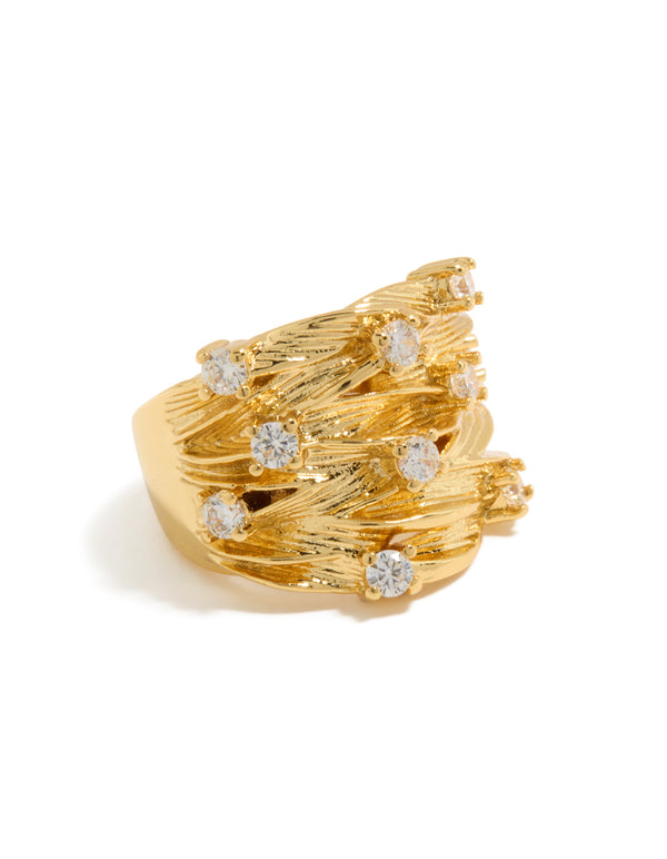 Gold Plated Chunky Lined Ring