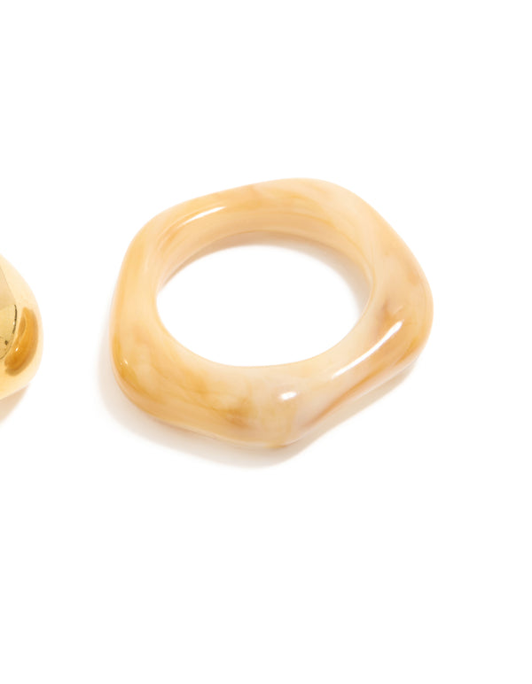 Waterproof Gold Plated Stainless Steel & Acrylic Stacking Rings 3-Pack