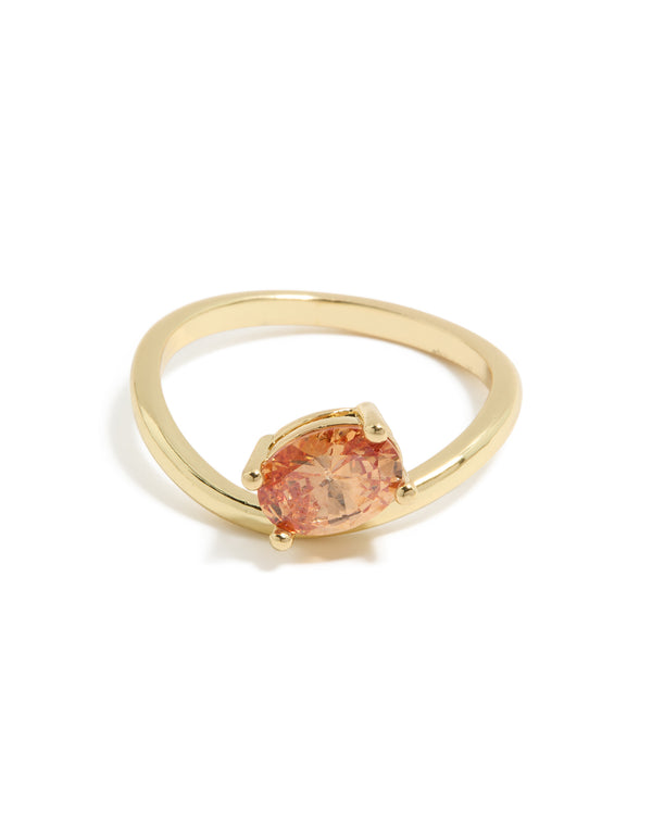 Gold Plated Peach Cubic Zirconia Ring