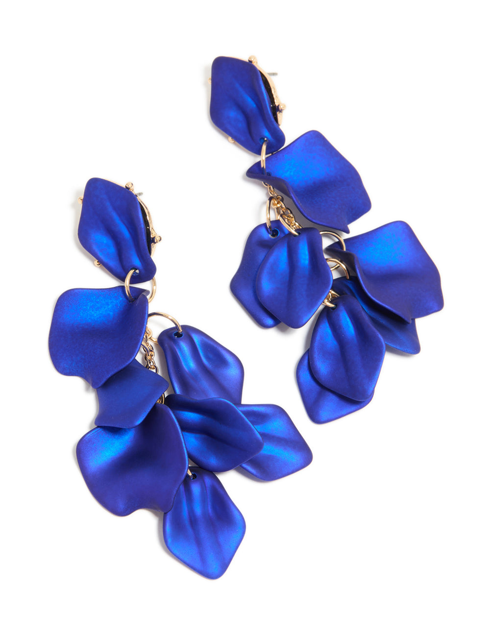Blue Coated Petal Drop Earrings