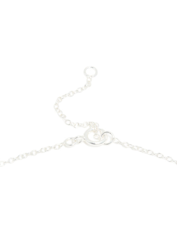 Highlighting the sterling silver pink enamel heart pendant necklace clasp detail view