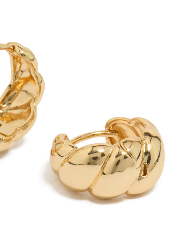 Gold Plated Brass Croissant Hoop Earrings