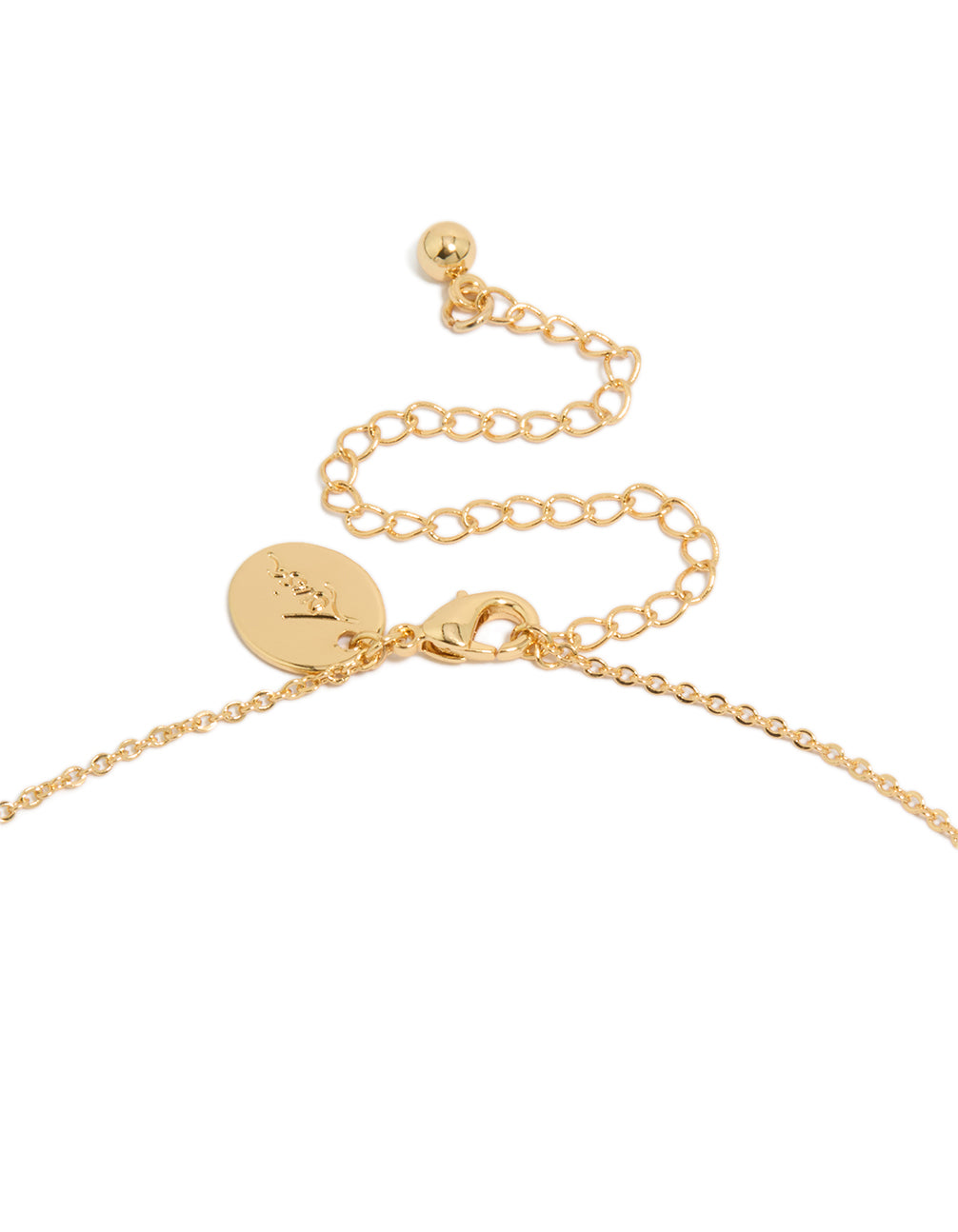 Presenting gold plated brass pavé cubic zirconia starfish pendant necklace with ocean featuring clasp detail view