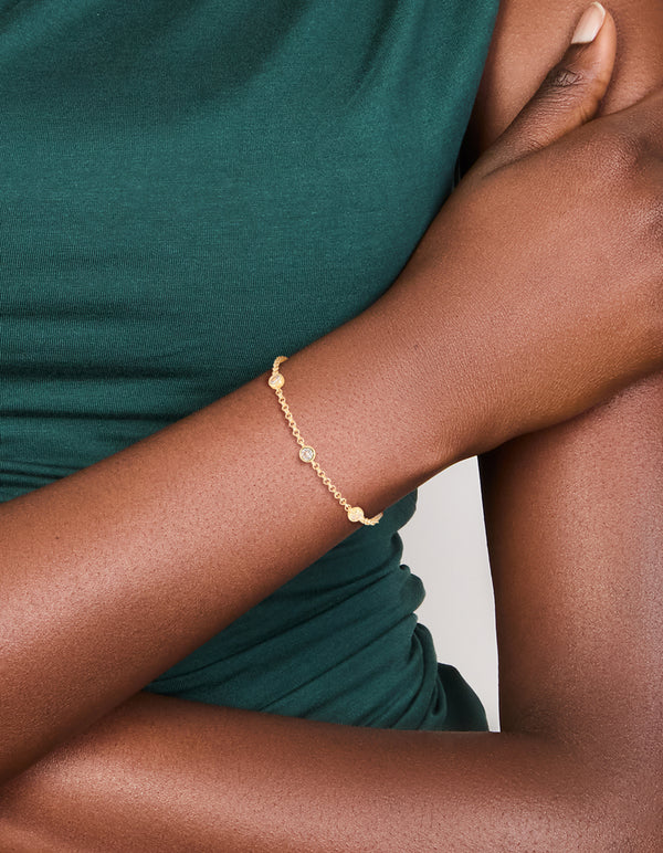 Gold Plated Cubic Zirconia Bezel Set Bracelet