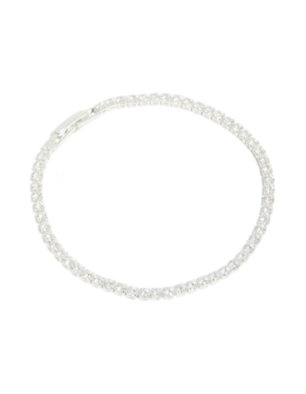 Silver Plated Cubic Zirconia Small Square Tennis Bracelet