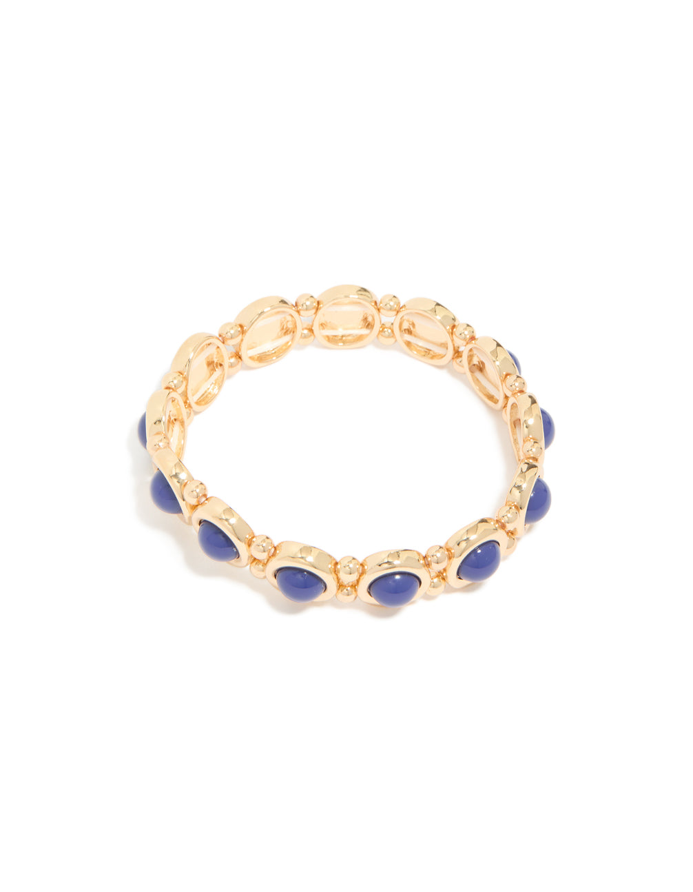 Gold Blue Organic Shape Stretch Bracelet