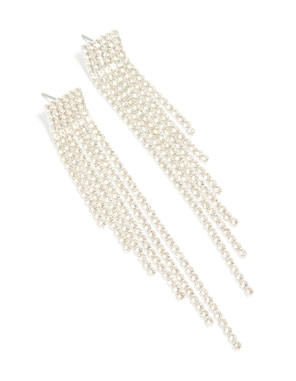 Silver Diamante Waterfall Drop Earrings