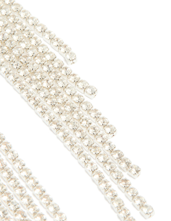 Silver Diamante Waterfall Drop Earrings