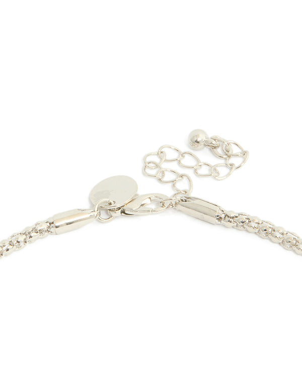 Silver Black Diamante Cross Pendant Necklace