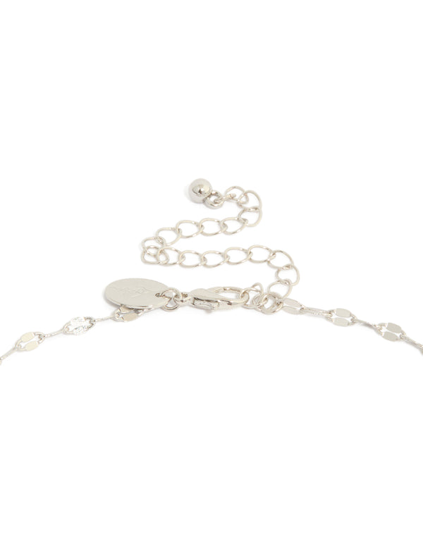 Shop this diamante bag necklace crafted with tassel detail in silver clasp detail view