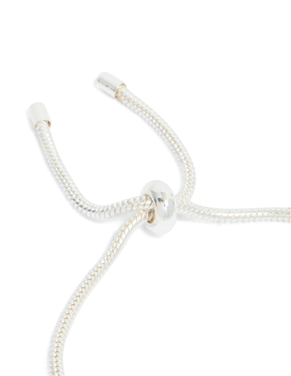 Silver diamante heart charm toggle bracelet with balls closure detail view