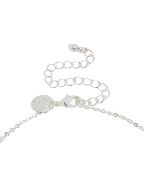 Silver Plated Thin Cubic Zirconia Letter K Necklace